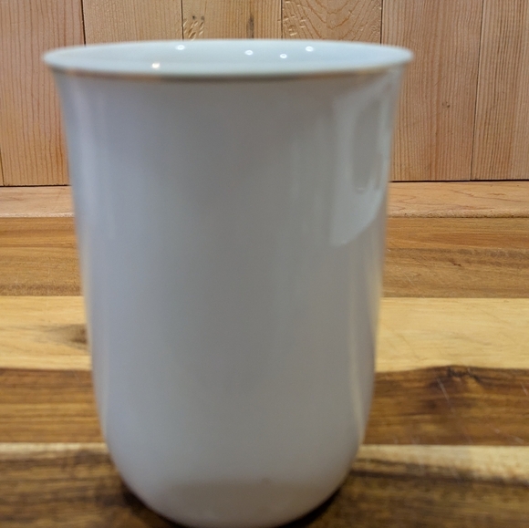 White Ceramic Mug with Blue and Brown Design - Picture 3 of 8